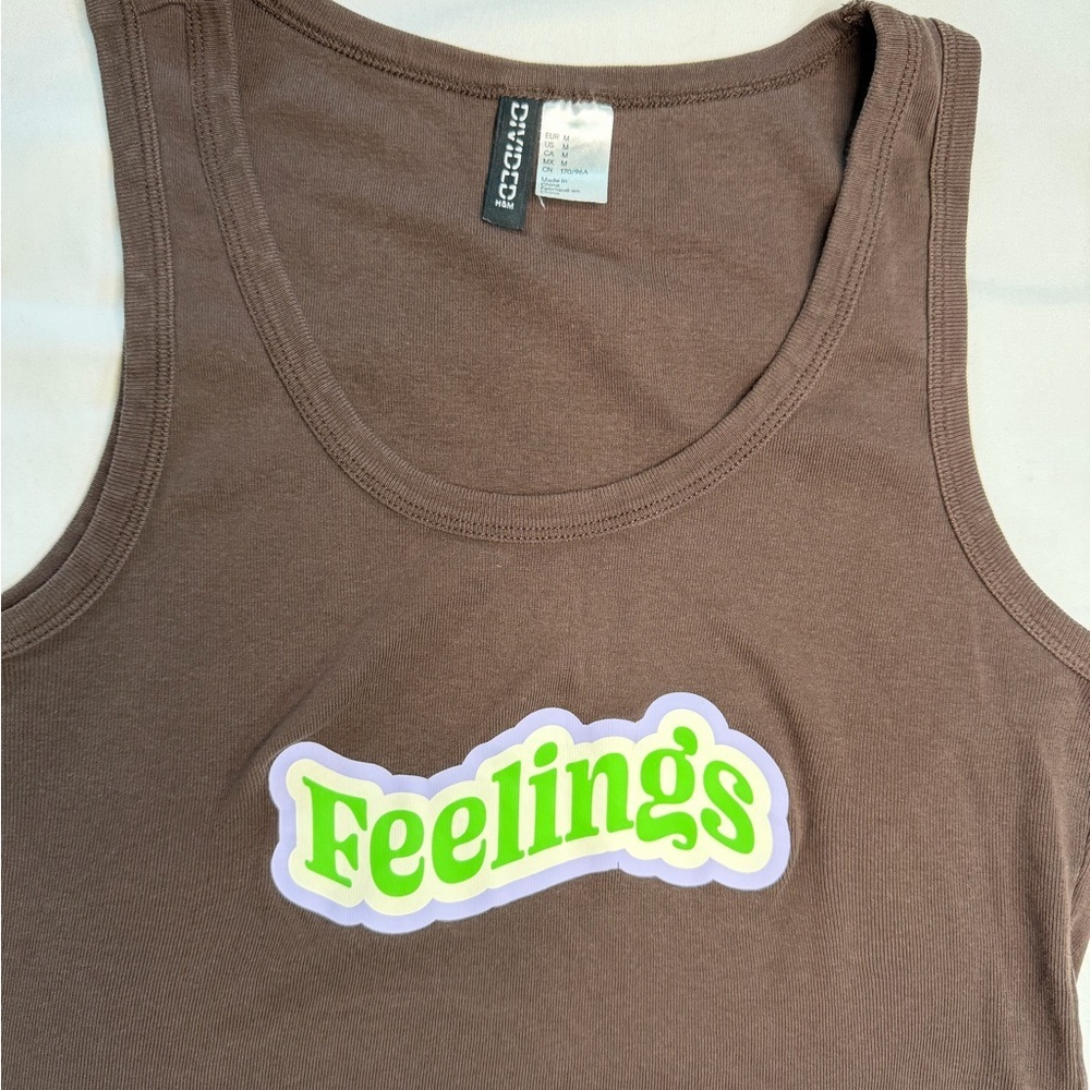 H&M Brown Tank Top 'Feelings' Graphic - Picture 2 of 3